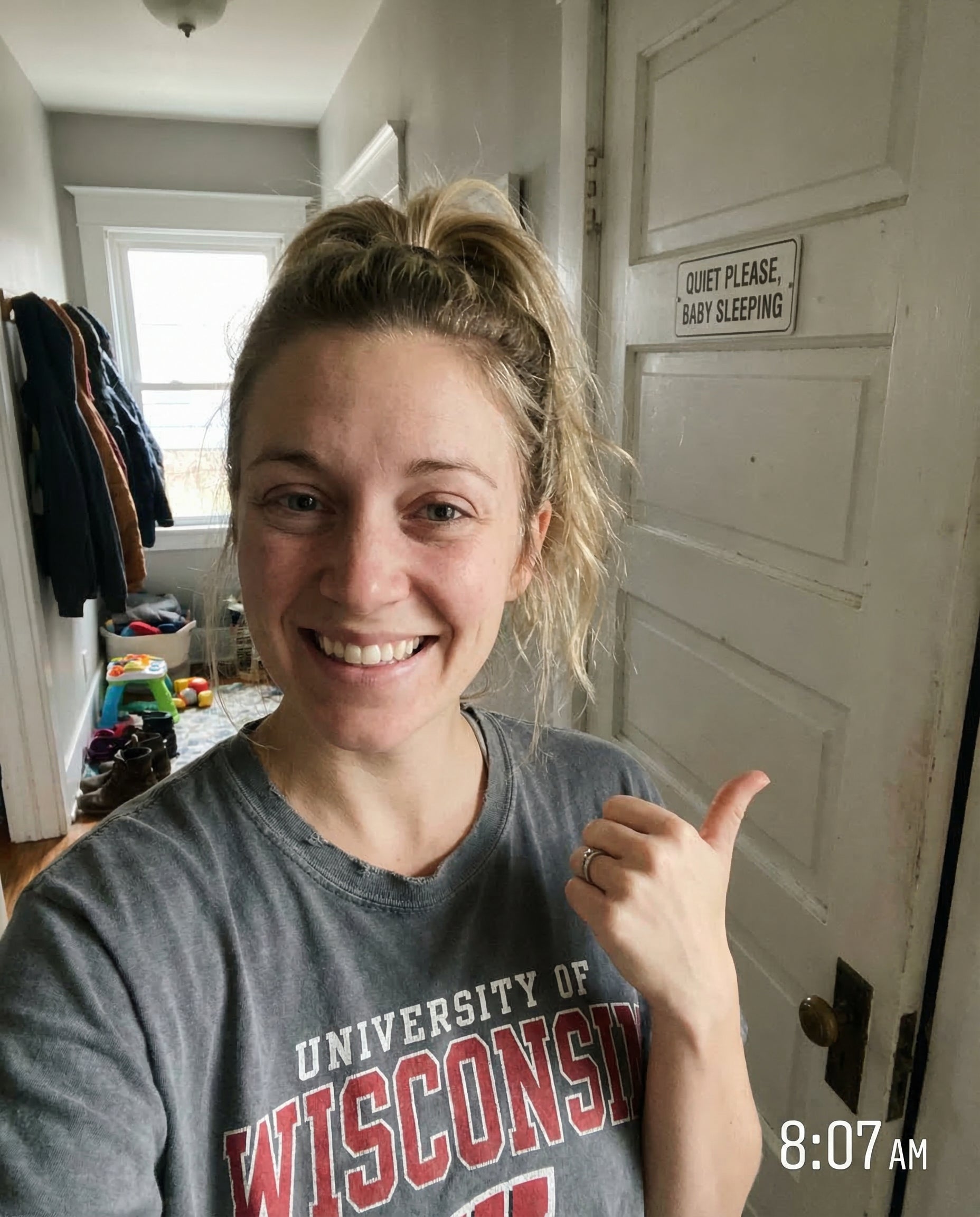 Relieved mom morning selfie