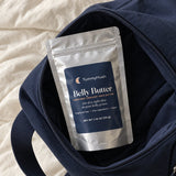 TummyHush Belly Butter pouch in an open hospital bag