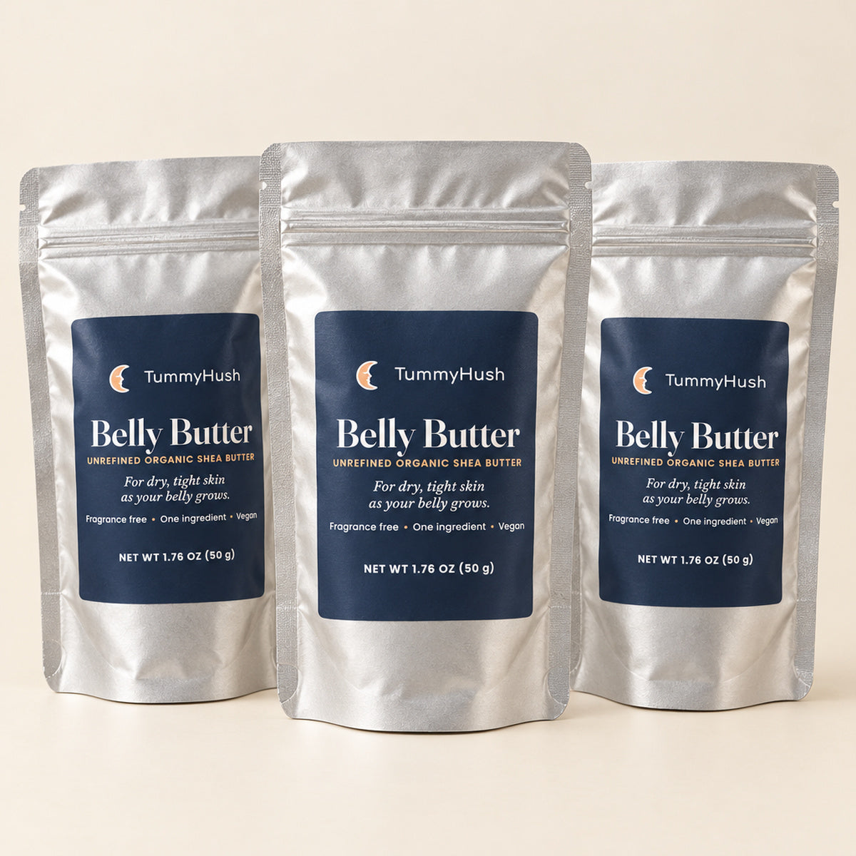 Three TummyHush Belly Butter pouches