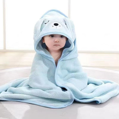 Hooded animal blanket, blue puppy, included free