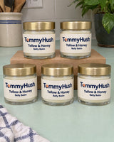 TummyHush Tallow & Honey Belly Balm five jars
