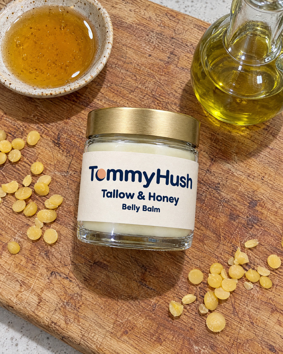 TummyHush Tallow & Honey Belly Balm four ingredients