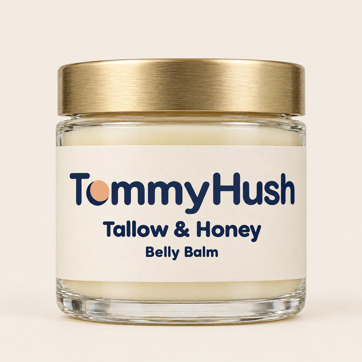 TummyHush Tallow & Honey Belly Balm proposed glass jar and metal lid