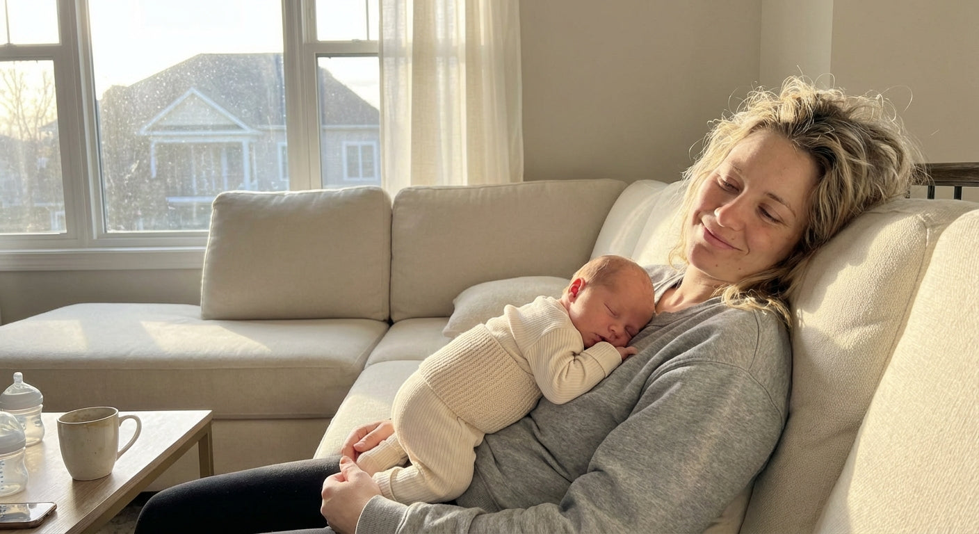 Dad with sleeping baby